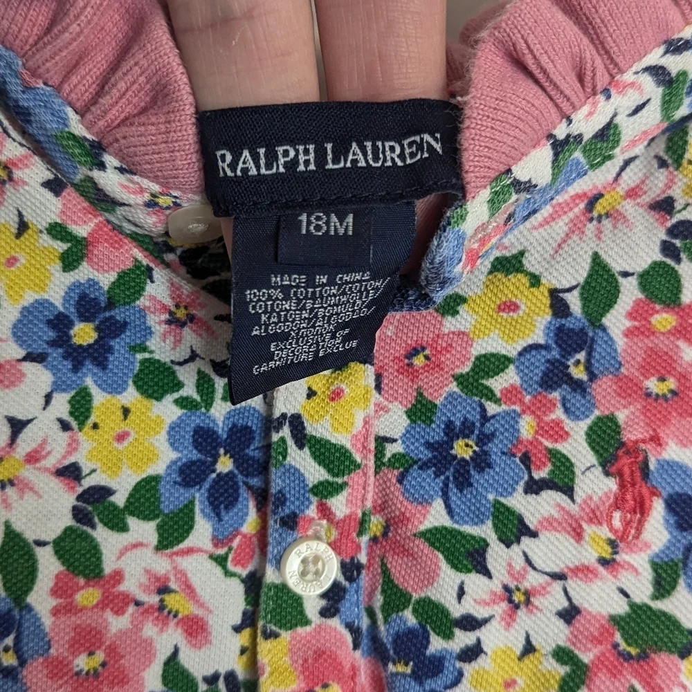 Ralph Lauren 18m Floral Dress with Pink Ruffle Collar